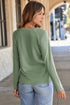 Raglan Long Sleeve Exposed Seam Detail Relaxed Fit Crew Neck Top